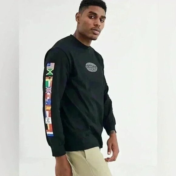 HUF Men’s World Tour Long Sleeve T Shirt Black Size Medium - Picture 5 of 16